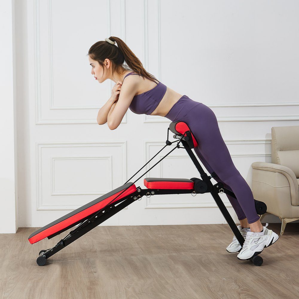 Multifunctional Full Body Training Weight Bench Hyperextension Bench Roman Chair 350kg Adjustable Foldable Back Trainer Sit-Up Training Equipment for Home Gym Black