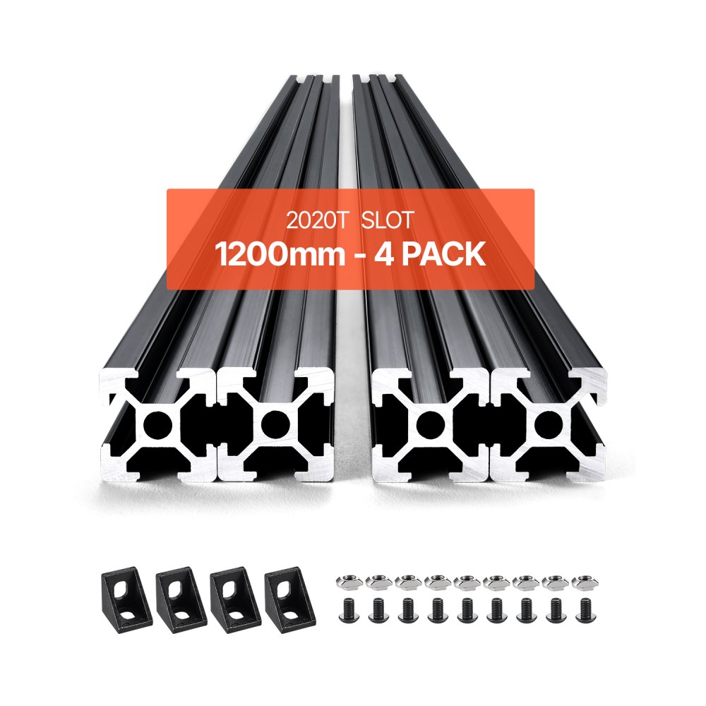 4pcs Aluminum Profile 1200mm T-Slot 2020 Aluminum Extruded Profile European Standard Anodized Linear Rail Groove Profile for 3D Printer CNC Machine DIY Laser Engraving Black 4pcs Aluminum Profile 1200mm T-Slot 2020 Aluminum Extruded Profile European Standard Anodized Linear Rail Groove Profile for 3D Printer CNC Machine DIY Laser Engraving Black