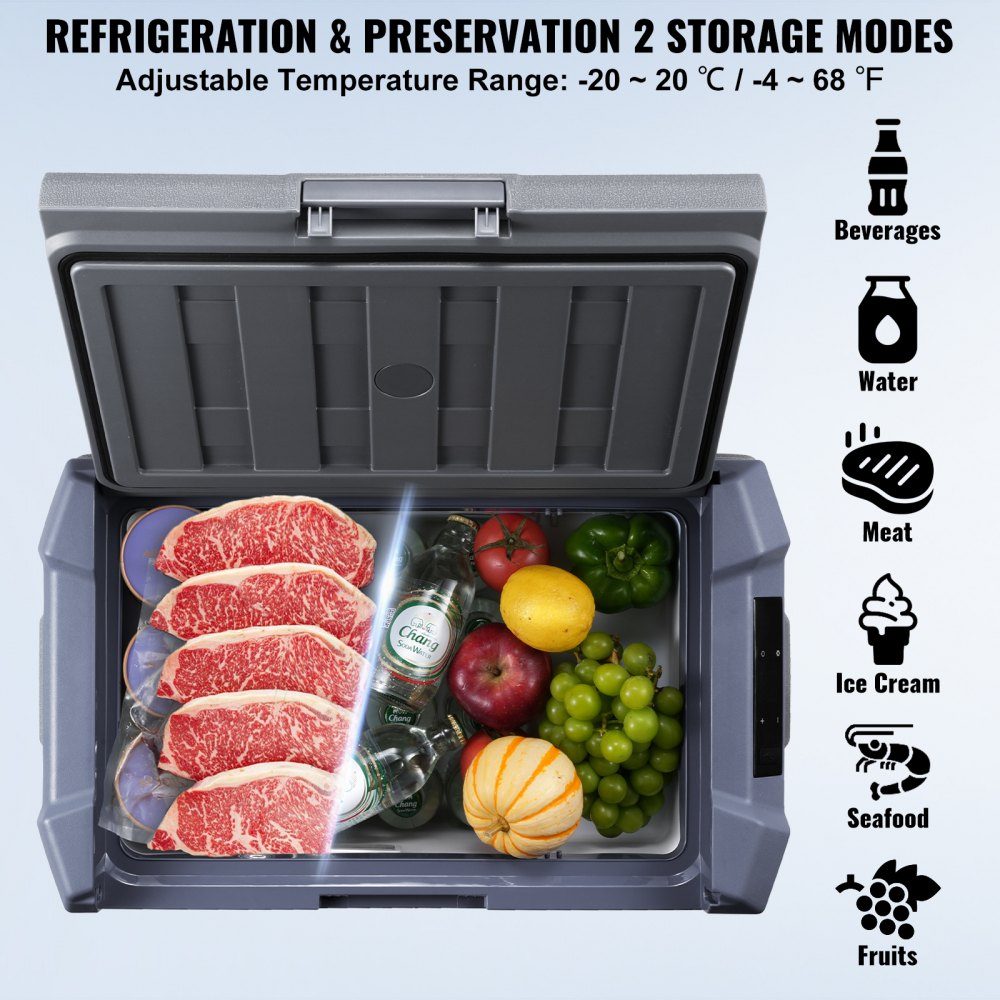 Car Refrigerator, 12V Car Fridge, Portable 15L Single Zone Freezer, Adjustable Range from -4℉ to 68℉, 12/24V DC und 100-240-V-AC- Compressor Cooler for Outdoor, Camping, RV