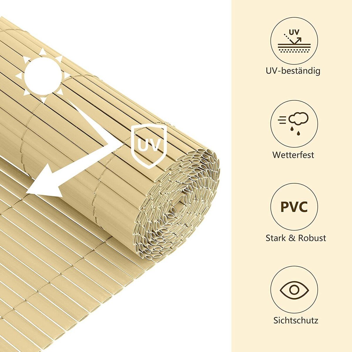 Ribelli® PVC privacy mat, 80 x 300 cm, bamboo, others