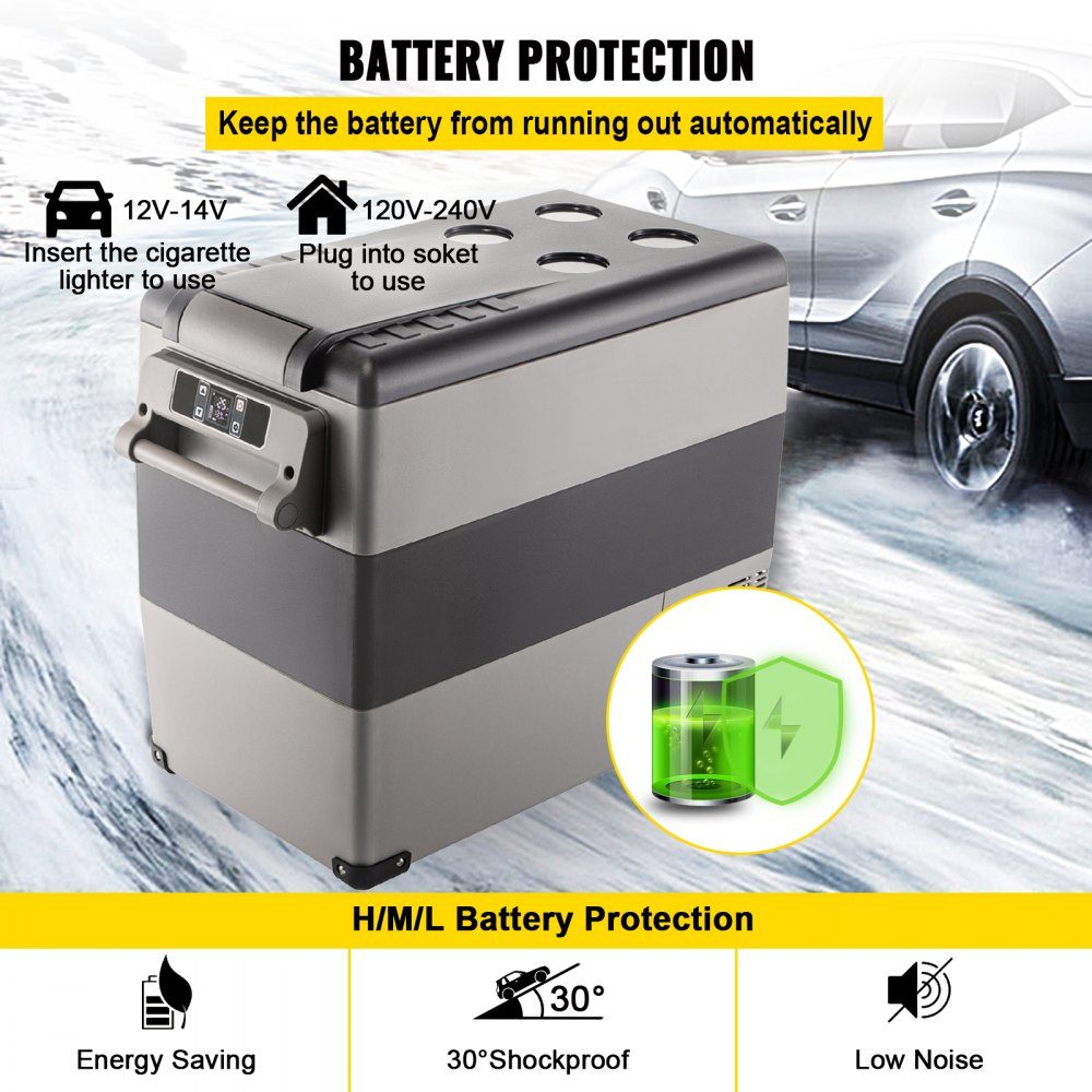 Portable Compressor Cooler Box 55L Car Fridge 220V Mini Fridge Electric Freezer Box Small Freezer for Car Camping Truck Boat