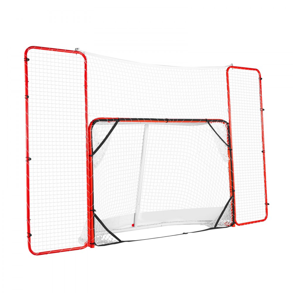 Hockey Goal Street Hockey Net with Backstop and Goals, Street Hockey Goal Hockey Net, 310x183cm Pro Hockey Training Goal Set, Portable Indoor Outdoor Hockey Goal with Net, White/Red, Training Hockey Goal Street Hockey Net with Backstop and Goals, Street Hockey Goal Hockey Net, 310x183cm Pro Hockey Training Goal Set, Portable Indoor Outdoor Hockey Goal with Net, White/Red, Training