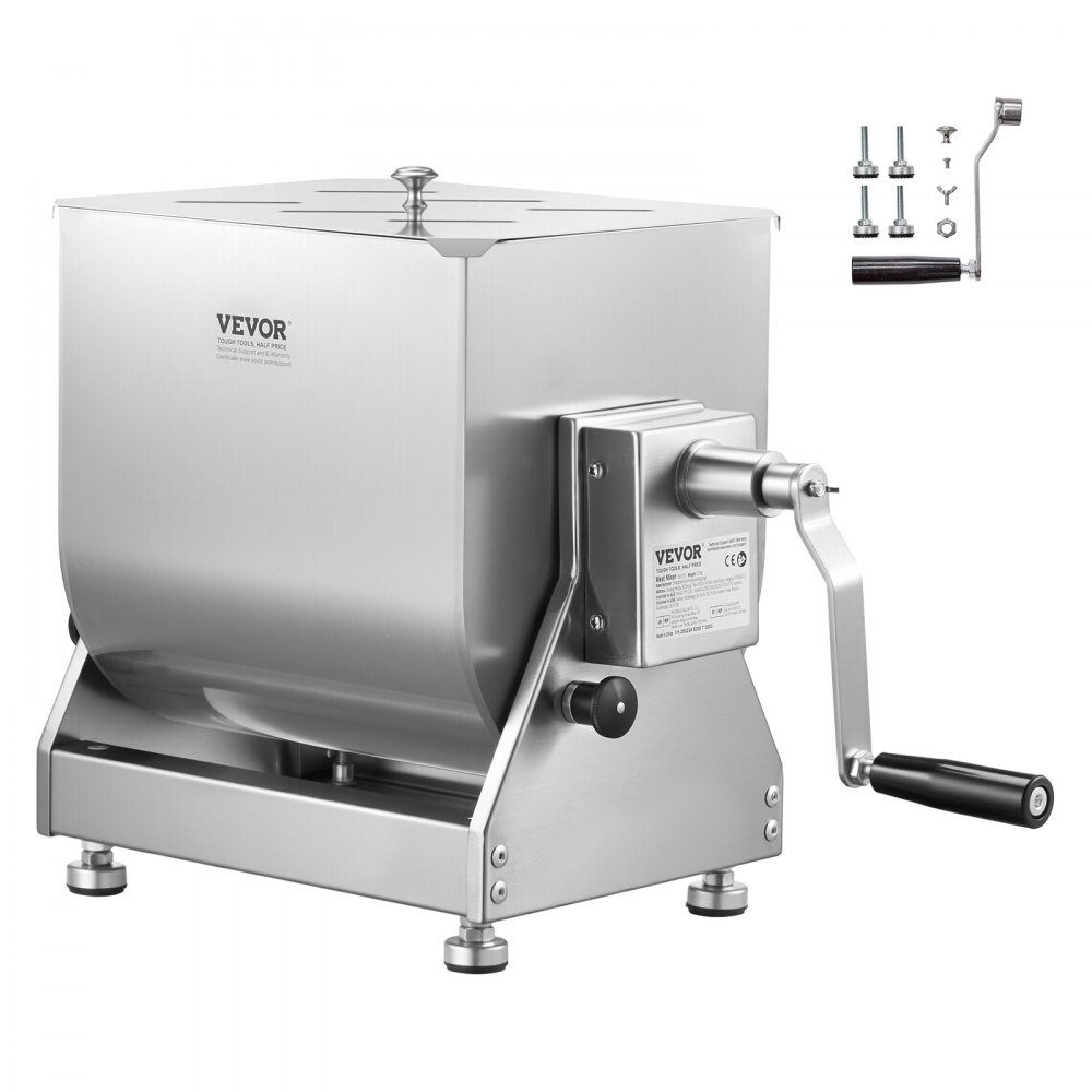 Manual meat mixer, meat processing device with tilting container (maximum mixing 6.8 kg of meat), meat mixer, sausage mixer with reduction gear, hand mixer for minced meat