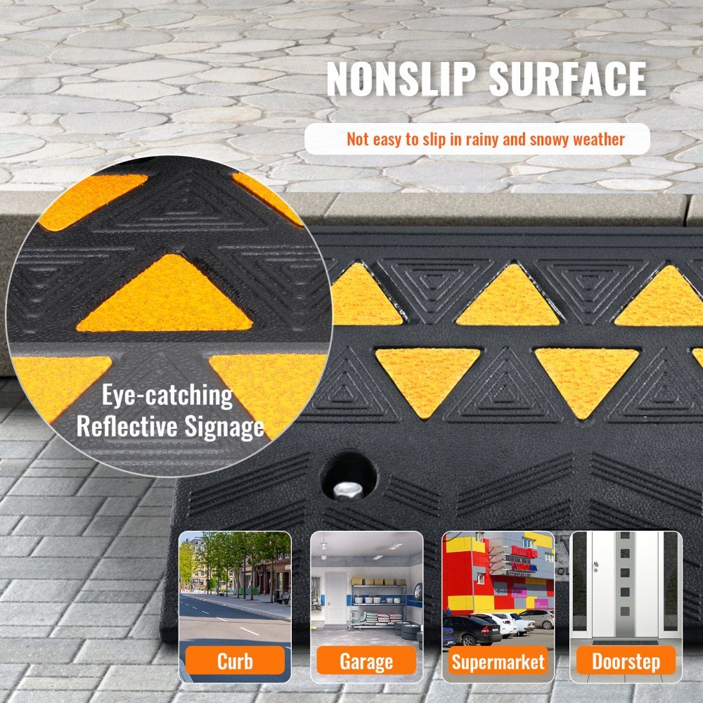 2 x Threshold Ramp, Solid Rubber Door Threshold Ramp, Maximum Load up to 15 Tons, Curb Ramp, 48.3 x 33 x 12.7 cm, Wheelchair Ramp, Access Ramp, Rubber Ramp, Ideal for Uneven Floors, Curbs