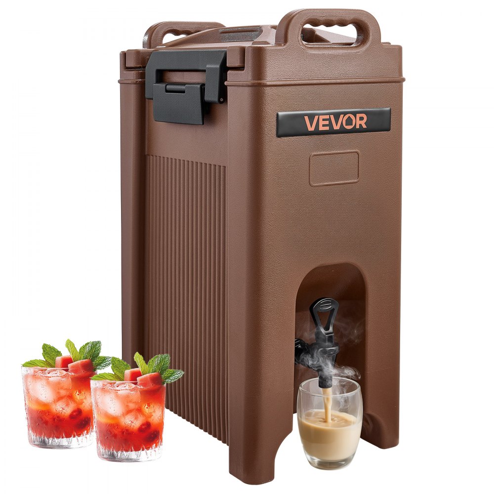 Insulated Drinks Dispenser 19L Hot and Cold Drinks Dispenser with Tap & Handle, Food Grade Thermal Drinks Dispenser Cooler for Tea Coffee Water in Cafes and Restaurants, Brown Insulated Drinks Dispenser 19L Hot and Cold Drinks Dispenser with Tap & Handle, Food Grade Thermal Drinks Dispenser Cooler for Tea Coffee Water in Cafes and Restaurants, Brown