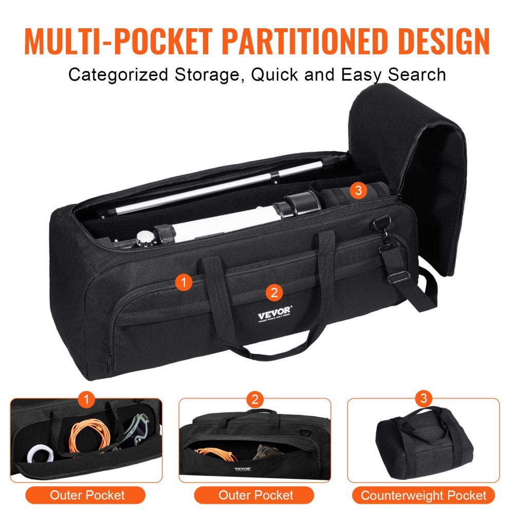 Sac de transport pour télescope, sac de transport pour télescope de 770 mm avec boucles fixes, plusieurs poches et séparateur amovible pour télescopes, sac de transport pour télescope pour sécuriser le tube optique et le trépied