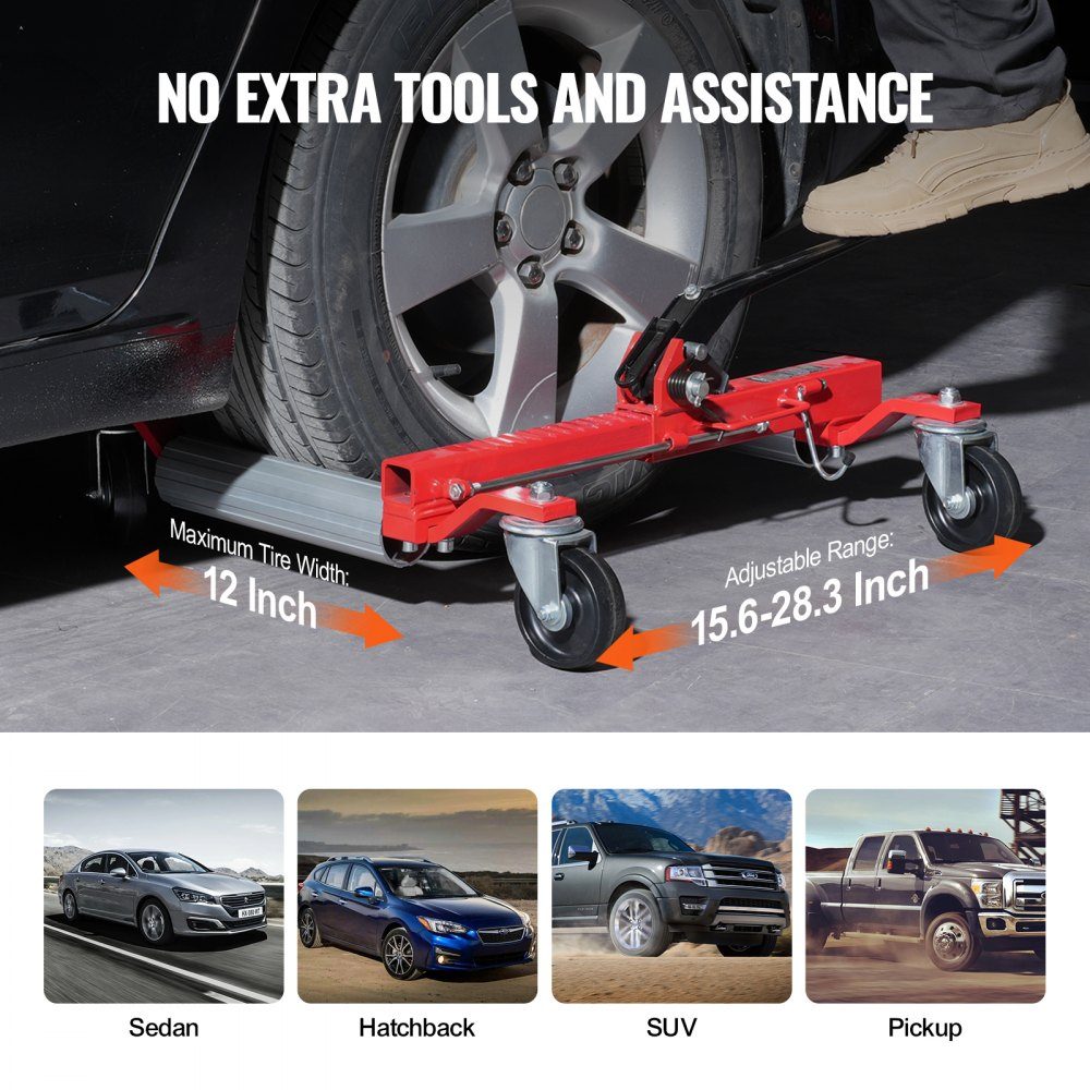 Chariot à roues Capacité de charge 680 kg Rouleau de manœuvre avec fonction cliquet Rouleau à pneus pour voitures et SUV Idéal pour manœuvrer et déplacer des véhicules Cric à cliquet