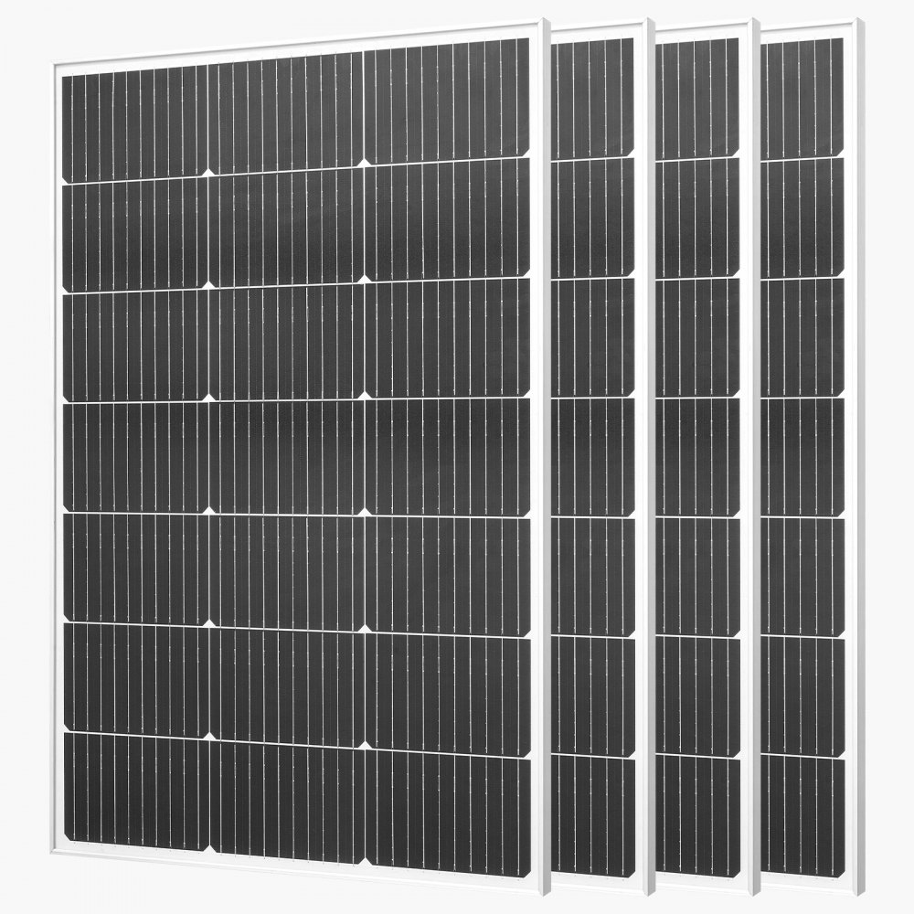 Lot de 4 panneaux solaires monocristallins 100 W, module PV avec puissance de sortie MC4 et cadre en aluminium, panneau solaire étanche IP65, centrale électrique de balcon hors réseau pour voiture, bateau, camping-car, toit plat Lot de 4 panneaux solaires monocristallins 100 W, module PV avec puissance de sortie MC4 et cadre en aluminium, panneau solaire étanche IP65, centrale électrique de balcon hors réseau pour voiture, bateau, camping-car, toit plat