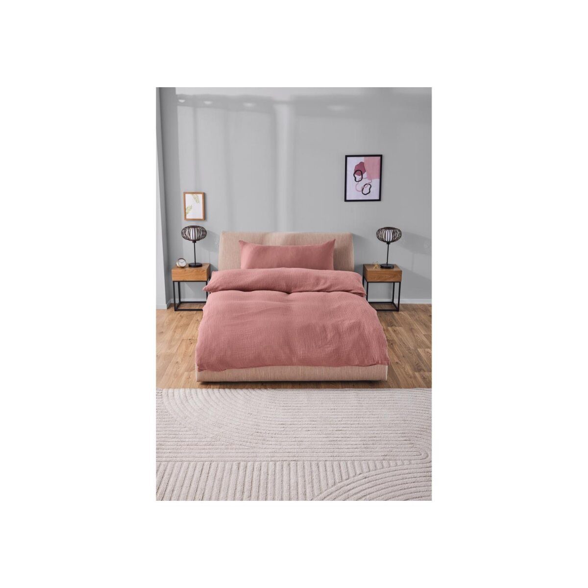 Parure de lit LIVARNO® home, en mousseline, 140 x 200 cm, rose clair