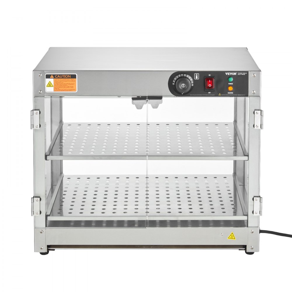 Chauffe-plats commercial à 2 étages, chauffe-plats 800 W avec lumière pour améliorer la présentation des aliments, contrôle de la température de 30 °C à 85 °C, grande capacité de 58 L pour hamburger, pizza, pain, poulet frit Chauffe-plats commercial à 2 étages, chauffe-plats 800 W avec lumière pour améliorer la présentation des aliments, contrôle de la température de 30 °C à 85 °C, grande capacité de 58 L pour hamburger, pizza, pain, poulet frit
