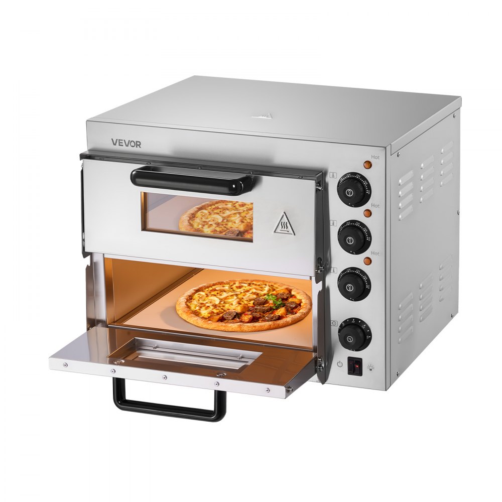 Komercyjny piekarnik do pizzy na blacie, 14-calowy, dwupoziomowy, elektryczny piekarnik do pizzy ze stali nierdzewnej z kamieniem i uchwytem, uniwersalna maszyna do pizzy w pomieszczeniach do pieczenia precli w restauracji w domu Komercyjny piekarnik do pizzy na blacie, 14-calowy, dwupoziomowy, elektryczny piekarnik do pizzy ze stali nierdzewnej z kamieniem i uchwytem, uniwersalna maszyna do pizzy w pomieszczeniach do pieczenia precli w restauracji w domu