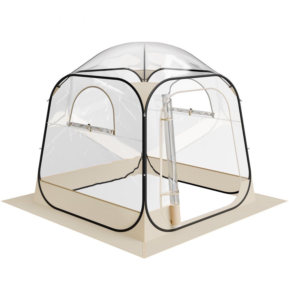 Transparentes Zelt, 183 x 183 x 195 cm, Pop-Up-Zelt für 5–6 Personen, Sportzelt mit Bodenmatte und oberer Abdeckung, Outdoor-Blasenzelt, Camping-Unterstand für Veranstaltungen, Angeln, Jubeln
