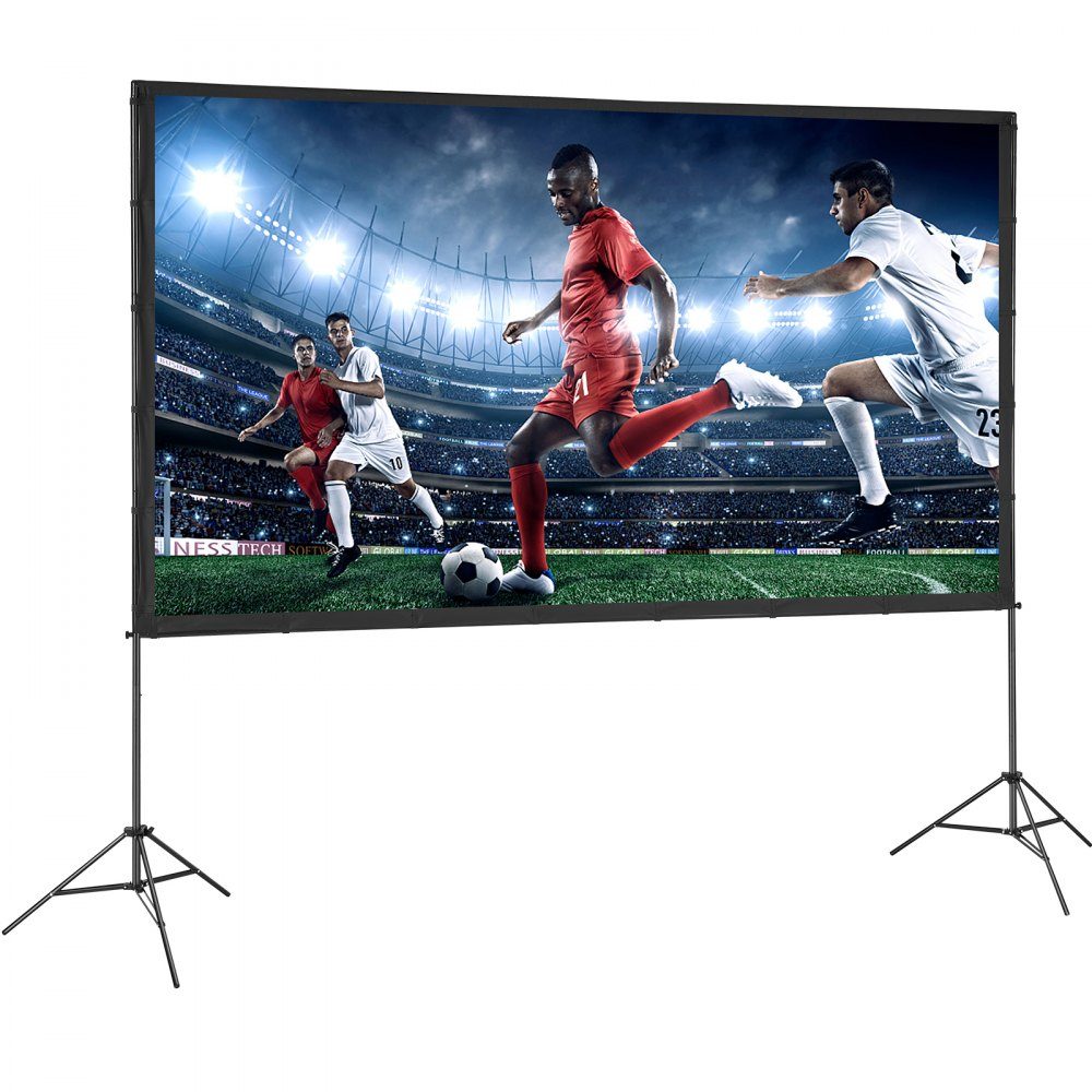 Projection Projector Screen with Stand, 120" HD 4K Outdoor Indoor Projector Screen, Quick Fold Portable Movie Screen 16:9 for Home Theater, Camping and Casual Events, Black
