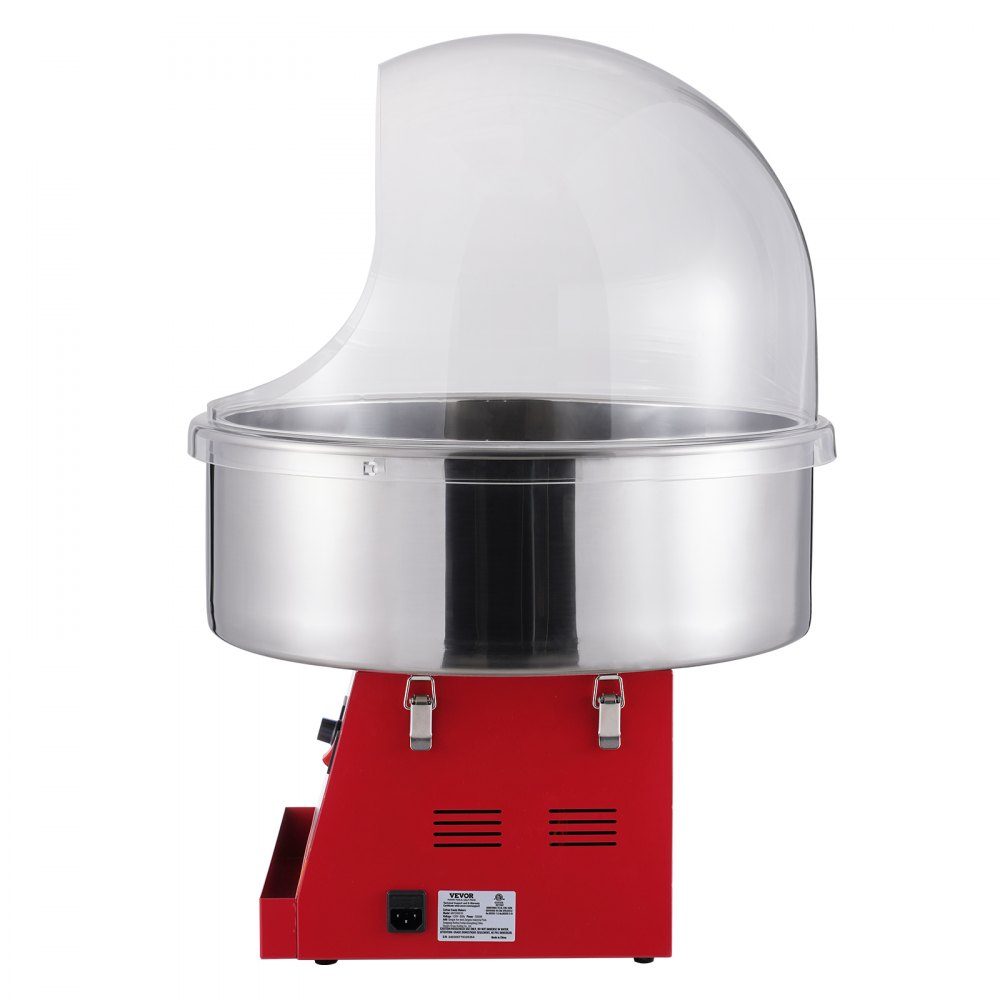 Elektrische suikerspinmachine, 1KW suikerspinmachine, commerciële suikerspinmachine met deksel, roestvrijstalen kom en suikerlepel, voor kinderverjaardagsfeestjes thuis, familiereünies (rood)