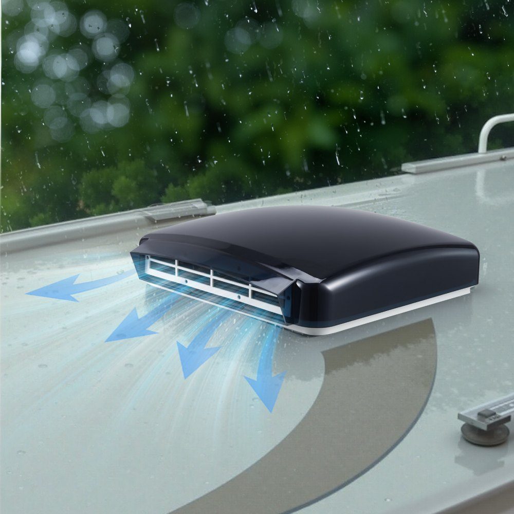 Ventilateur de toit pour camping-car, 410 x 410 x 252 mm, ventilateur de toit réversible 12 V, 10 vitesses, avec télécommande, housse de pluie, couvercle électrique, ventilateur d'extraction, ventilation de toit, adapté aux bouches d'aération de toit de c