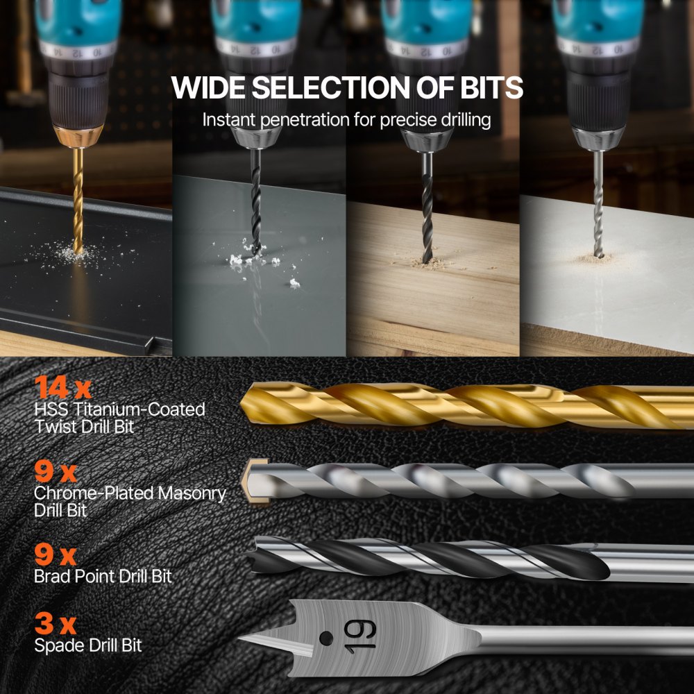 Bohrer-Set, 100-teilig, Schraubendreher-Bit-Set, Schraubendreher-Bit-Set geeignet zum Bohren und Schrauben in Holz, Metall und Zement, Bohrer-Sets Kombi-Set sortiert im organisierten Transportkoffer Bohrer-Set, 100-teilig, Schraubendreher-Bit-Set, Schraubendreher-Bit-Set geeignet zum Bohren und Schrauben in Holz, Metall und Zement, Bohrer-Sets Kombi-Set sortiert im organisierten Transportkoffer