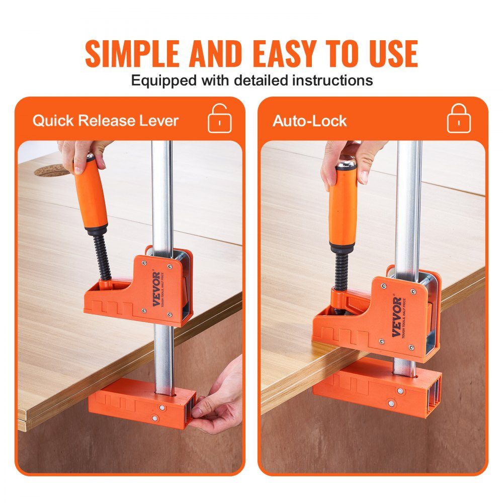Woodworking Rod Clamps, 2 Pack, 50" Parallel Clamp Set, 1,000 Pound Load Capacity