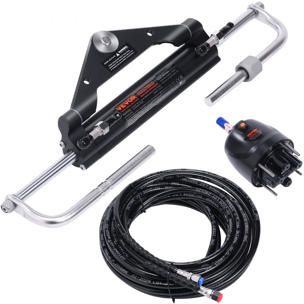 Hydraulische buitenboordstuurset 150 pk hydraulisch stuursysteem voor scheepsboten met stuurpomp, tweewegslotcilinder en 7 m hydraulische stuurslang voor boten met één station, één motor Hydraulische buitenboordstuurset 150 pk hydraulisch stuursysteem voor scheepsboten met stuurpomp, tweewegslotcilinder en 7 m hydraulische stuurslang voor boten met één station, één motor