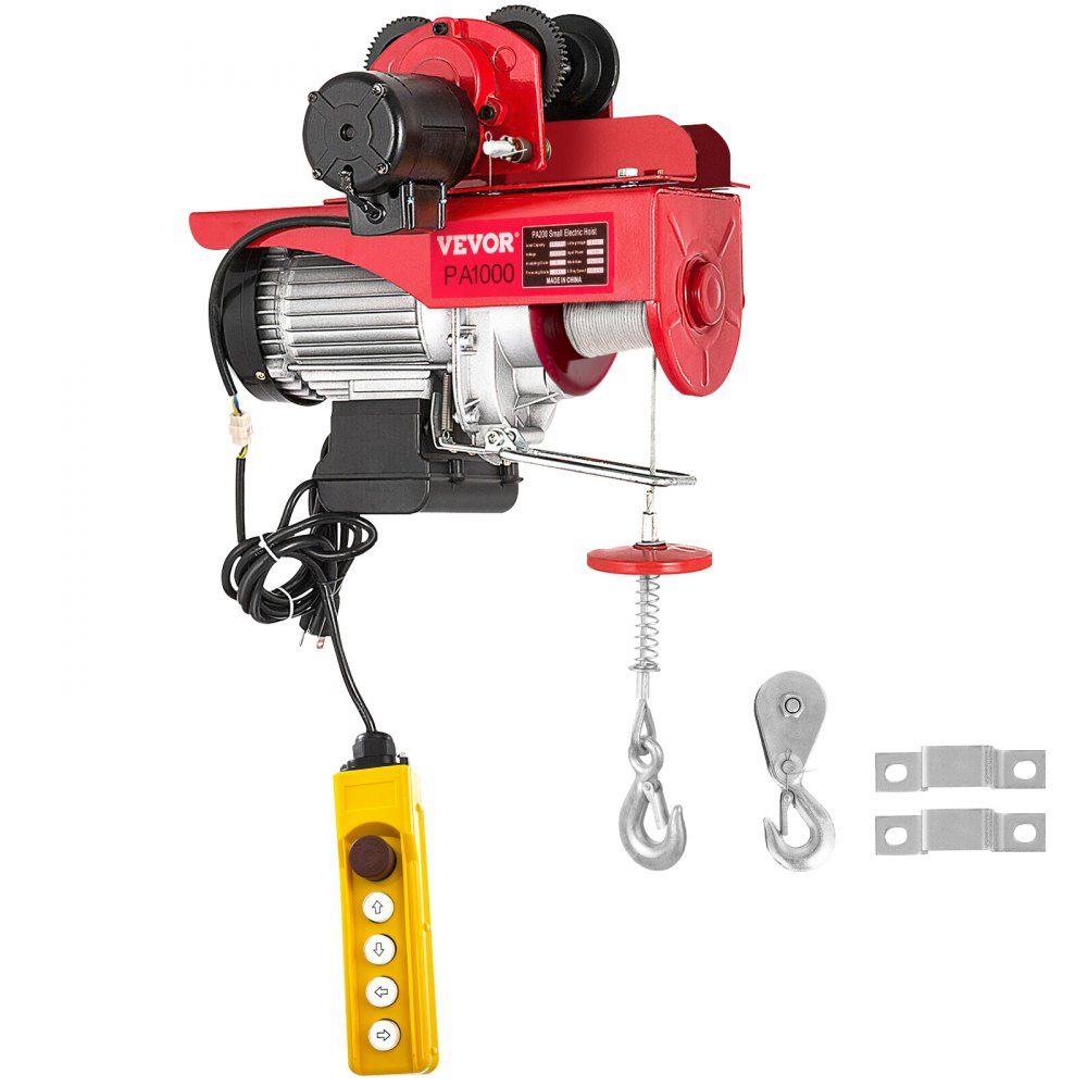 Elektrische lier 220V elektrische kettingtakel 1000 kg 1800 W met bedrade afstandsbediening 1,4 m elektrische lier voor werkplaats, garage, magazijn, industrieel hijsen van zware lasten – Artikelnr. HT-22271