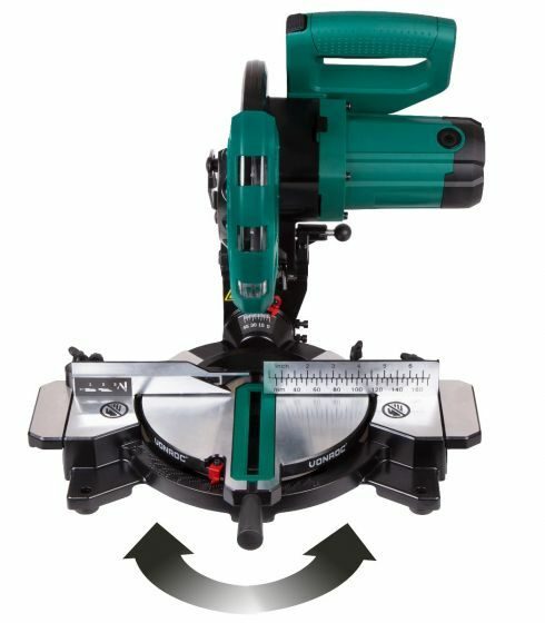 VONROC Kapp - Gehrungssäge 1700W - Ø 216 mm Sägeblatt mit 40 Sägezähnen mit Laser und LED