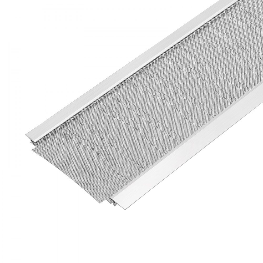 12 Stück Dachrinnenschutz 152,4 mm, Alu-Laubfangleisten mit Edelstahl-Mikromaschen, Dachrinnen-Laubschutz zuschneidbar mit einer Gesamtlänge von 14,63 m, Regenrinnengitter inklusive Schrauben für Häuser, Carports