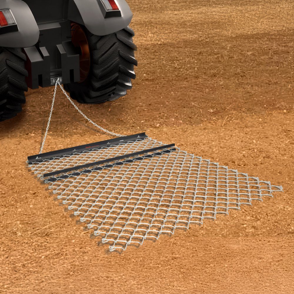Drag Harrow 1520 x 1240 x 57mm Q235 Steel Chain Harrow UTV Tractor Attachments for Leveling Landscapes or Lawn Preparation Meadow Harrow for Gravel Driveways Farm Field Garden