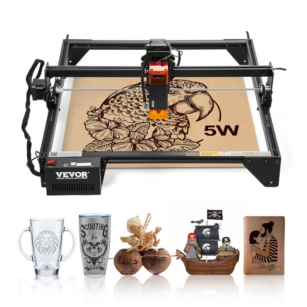 Laser Engraver, 5W Power, Laser Engraving Machine, 38x40cm Working Area, 10000mm/min Movement Speed, Compressed Tip with Eye Protection, for Wood, Certain Metals