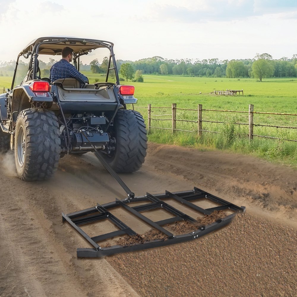 Drag Harrow 2150 x 2120 x 110mm Lawn Tractor Driveway Leveler Q235 Steel with Adjustable Bars and Pin Hitch Tractor Driveway Harrow for ATVs UTVs Drag Harrow 2150 x 2120 x 110mm Lawn Tractor Driveway Leveler Q235 Steel with Adjustable Bars and Pin Hitch Tractor Driveway Harrow for ATVs UTVs