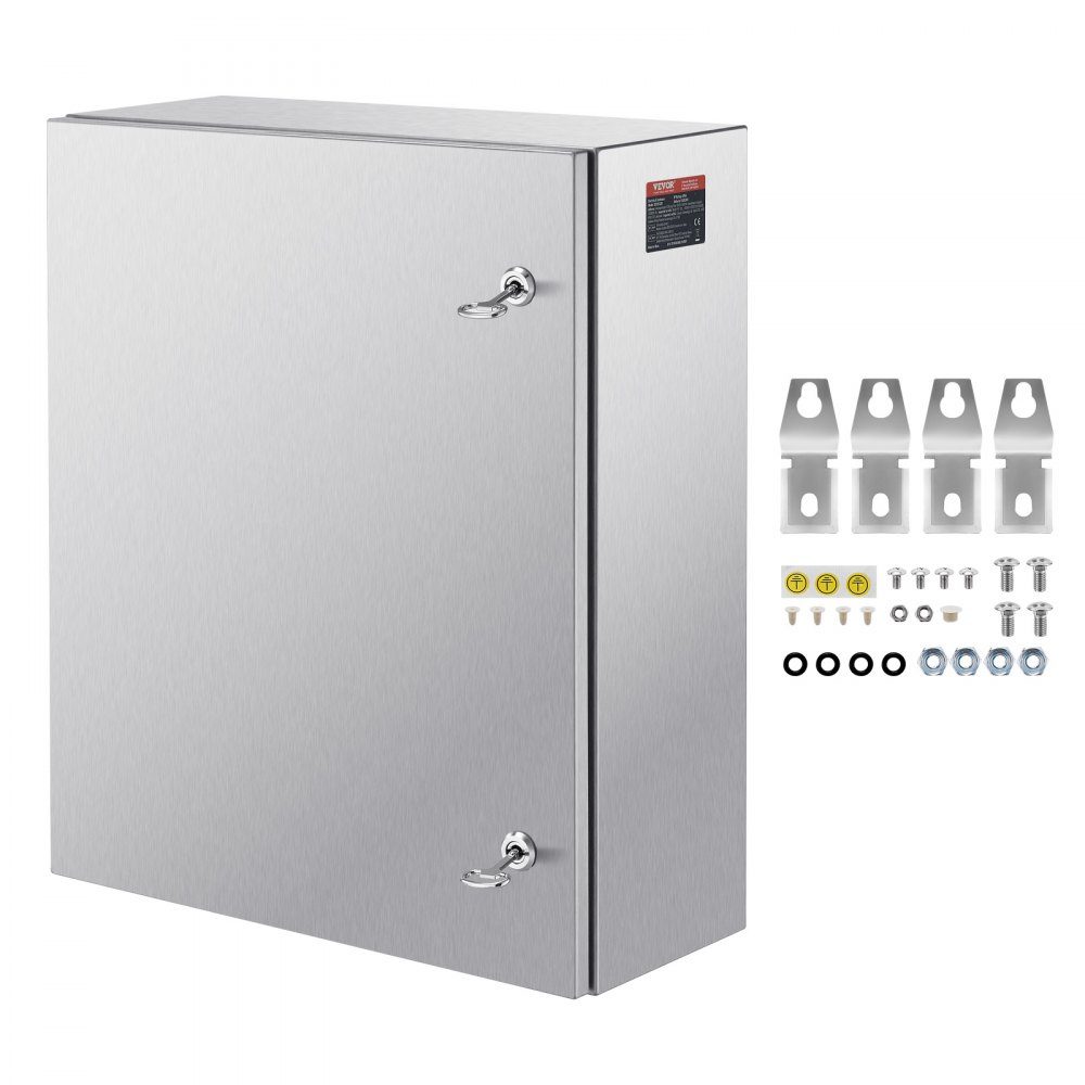 Schaltschrank-Elektroverteilerkasten, 600 x 500 x 200 mm, Edelstahl 304, Wandmontage, für elektrische und elektronische Außengeräte, Montageplatte, Scharniere, Schloss, Schutzart IP66