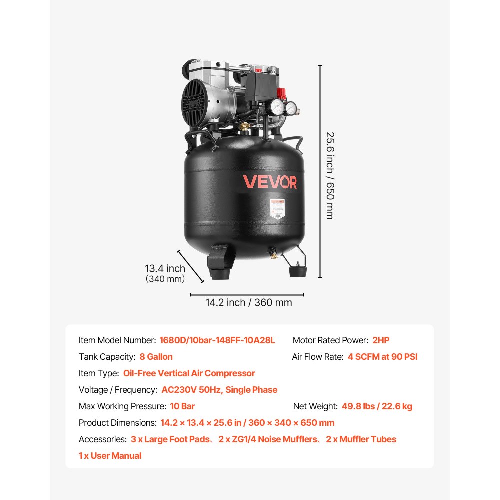 Persluchtcompressor 30 L, luchtcompressor 2 PK, 113 L/min bij 6,2 bar, max. 10 bar druk, olievrije compressortank voor autoreparaties, bandenvullen, schilderwerk, houtwerk & spijkerwerk Persluchtcompressor 30 L, luchtcompressor 2 PK, 113 L/min bij 6,2 bar, max. 10 bar druk, olievrije compressortank voor autoreparaties, bandenvullen, schilderwerk, houtwerk & spijkerwerk