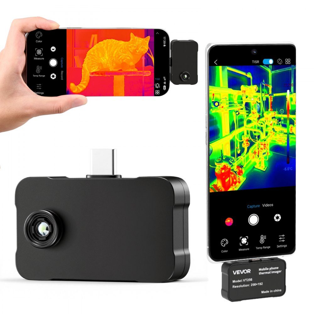 Wärmebildkamera für iOS und Android, Wärmebildkamera mit 512 x 384 Super IR und 256 x 192 IR-Auflösung für Smartphone-Tablet mit USB-C, 25-Hz-Infrarotkamera mit 6 Farbpaletten für Inspektionen bei -20 °C bis 550 °C