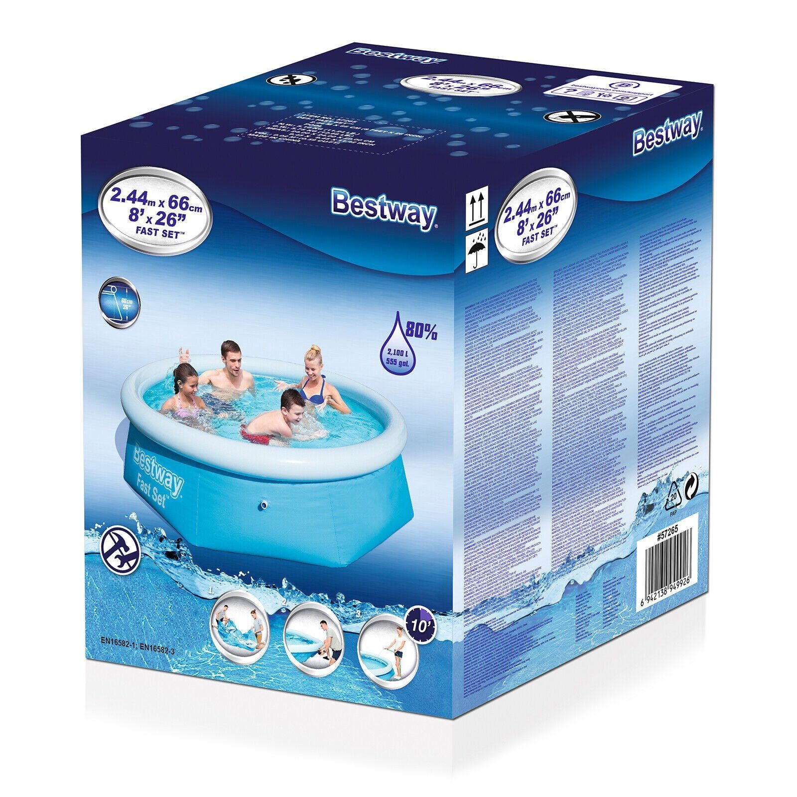Set Pool Rundschwimmbecken mit Abdeckung 244x66cm