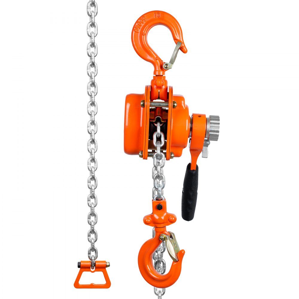 Mini palan à levier, capacité de charge de 0,5 T, palan à chaîne, force de traction de 260 N, bloc de poulie, hauteur de levage de 2,80 m, palan à cliquet, palan en acier, chaîne G80, frein à double cliquet Weston, crochet rotatif à 360°, palan à chaîne m