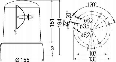 HELLA Rundumkennleuchte KL 7000 24V Festeinbau