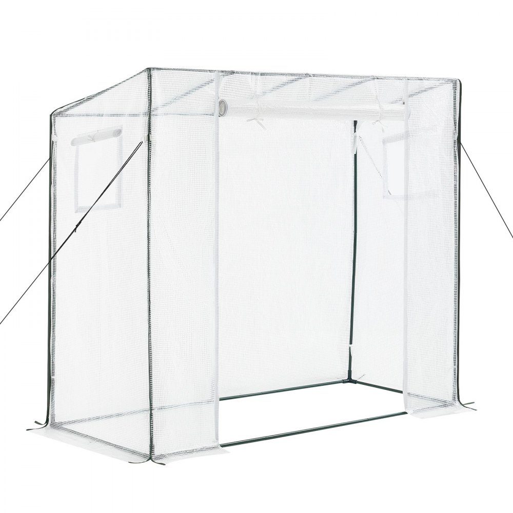 Greenhouse 195x77x146/168 cm, film greenhouse, tomato house with powder-coated steel frame, PE cover, roll-up zipper door & 2 windows, greenhouse for outdoor use