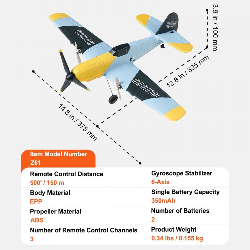 RC-Flugzeug, 2,4 GHz 3-Kanal-Fernsteuerungsflugzeug mit 6-Achsen-Gyro-Stabilisator, flugfertiges Kampfflugzeugspielzeug mit 2 Batterien, einfach zu fliegendes RC-Segelflugzeug für Erwachsene, Kinder, Anfänger und Jungen