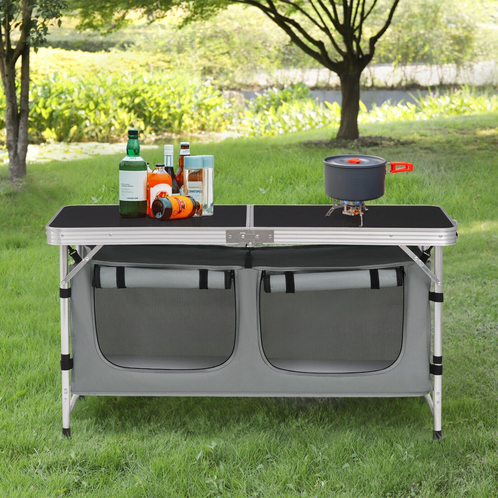 Campingküche Aluminium Küchenbox Campingschrank Klappschrank Windschutz Outdoor