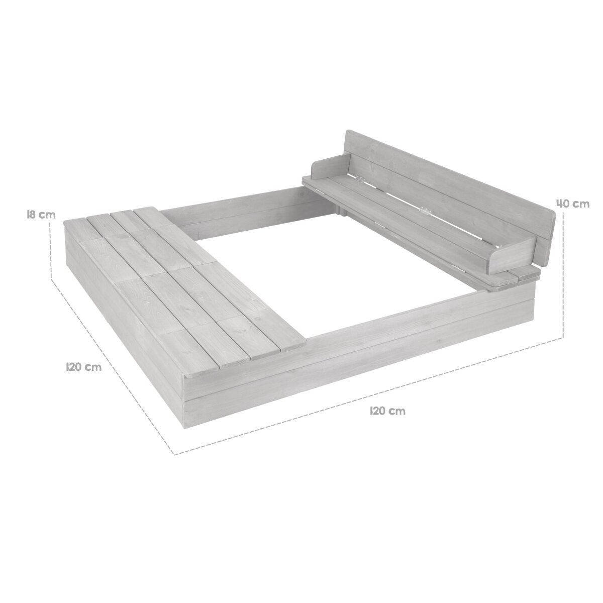 roba sandpit “Outdoor +” gray glazed, including folding bench & 2 play tubs