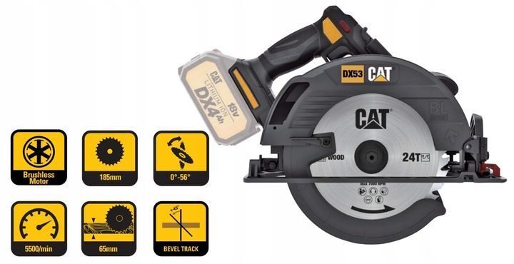 CAT DX53B bürstenlose Kreissäge + Akku + Ladegerät Starterset