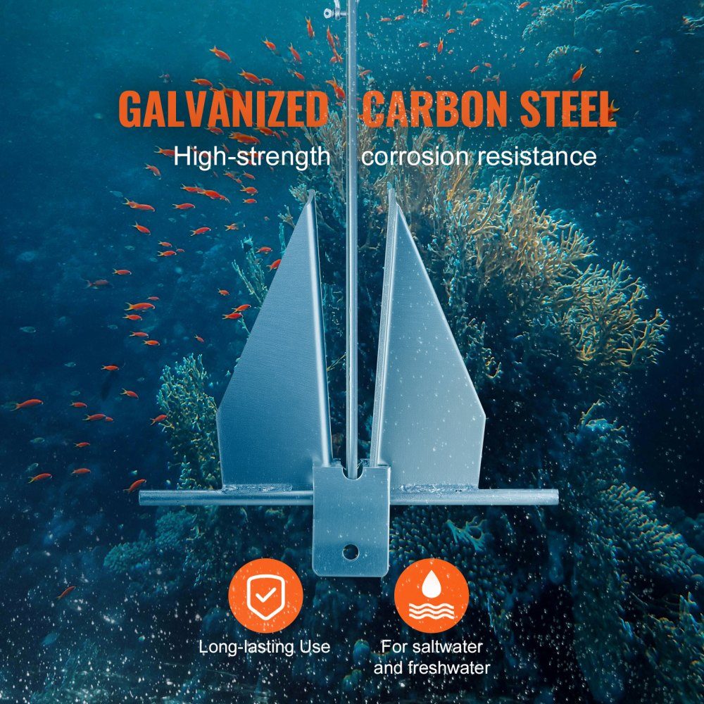 Fluke anchor set. Fluke Hot Dip Galvanized Steel Anchor with 8ft Chain, 100ft Rope and zwei 11-mm- Shackles, Boat Anchor for Small Vessels under 30ft, Seas, Rivers and Coasts, 15lb