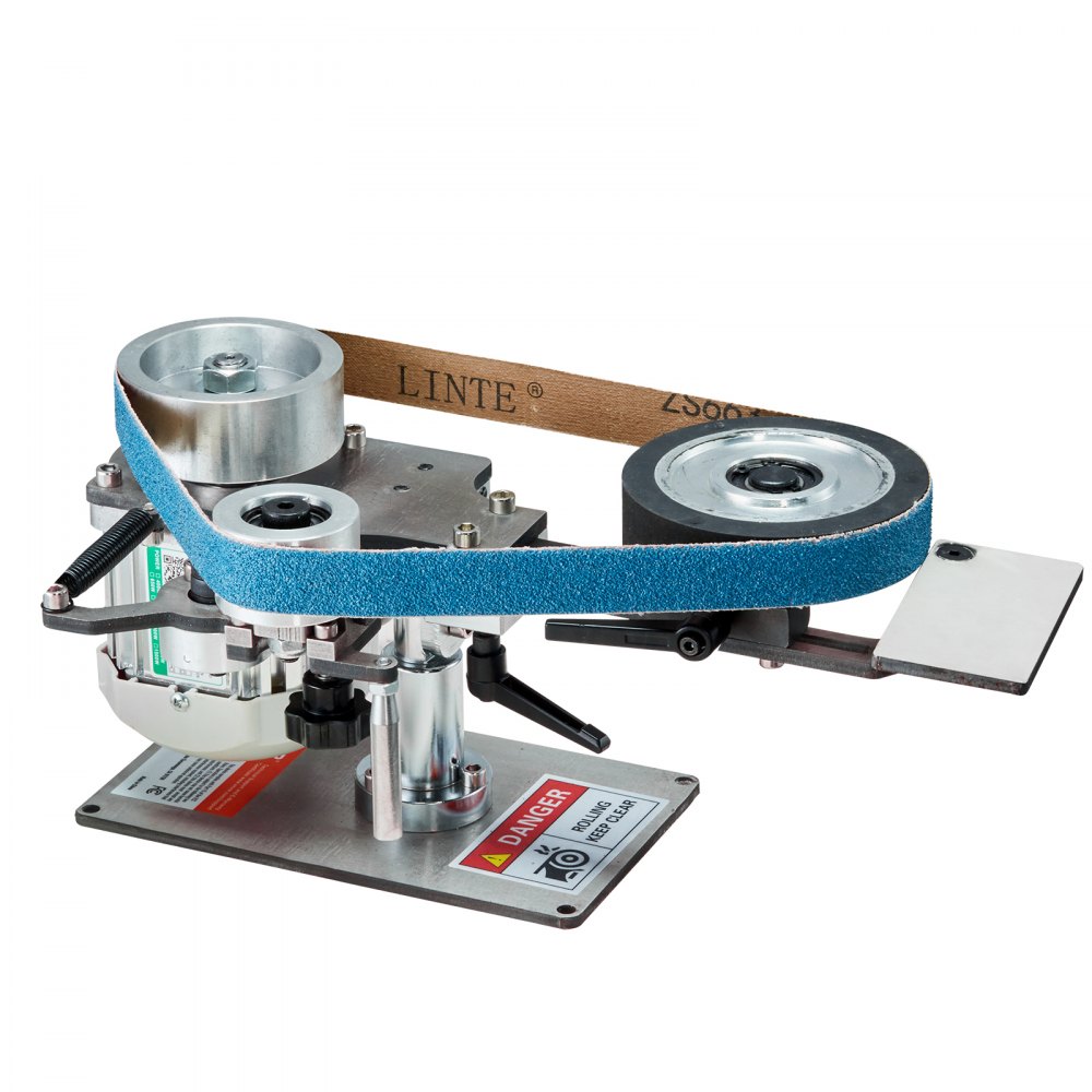 Belt Sander, 762 x 25.4mm Variable Speed Belt Polisher with VFD, 550W Polishing and Grinding Machine with 2 Grinding Shapes and 3 Grinding Belts for Metal Working, Knife Making Belt Sander, 762 x 25.4mm Variable Speed Belt Polisher with VFD, 550W Polishing and Grinding Machine with 2 Grinding Shapes and 3 Grinding Belts for Metal Working, Knife Making