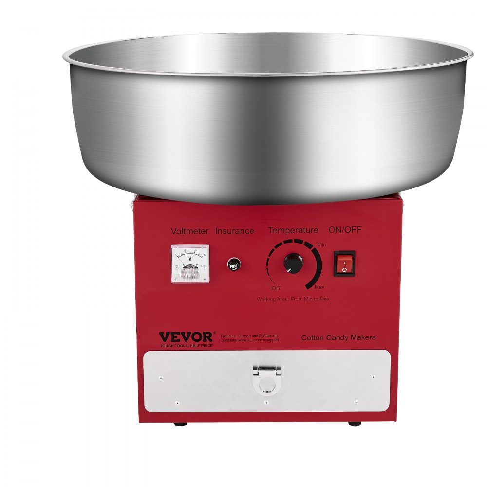 Elektrische Zuckerwattemaschine, kommerzielle Zuckerwattemaschine (1000 W), mit 52 cm Edelstahlschüssel & Zuckerschaufel & Schublade, perfekt für Kindergeburtstage, Familienfeiern, Partys, Rot