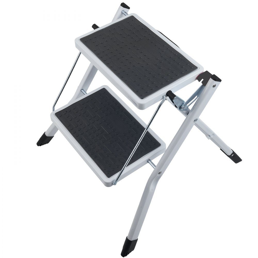 Household ladder 500x480x450mm folding step ladder made of steel step ladder 2 steps step ladder 150kg load capacity folding step double step ladder 445mm high kitchen ladder non-slip step stool