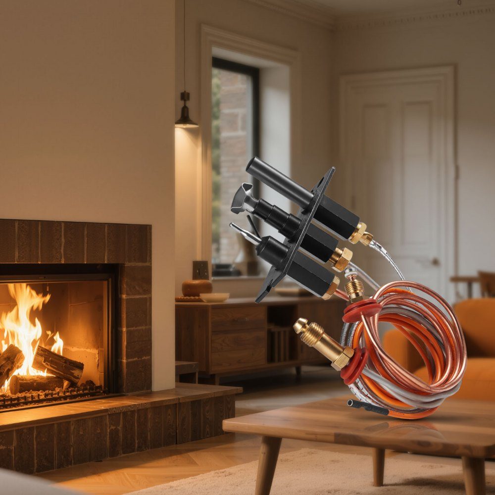 Erdgas-Zündbrenner-Baugruppe, OE 485-510A, 4021-736, 2103-010 Kamin-Gas-Zündflammen-Set, Erdgas-Zündungsersatz, kompatibel mit Quadra-Fire, Heat & Glo, Heatilator-Modellen, schwarz