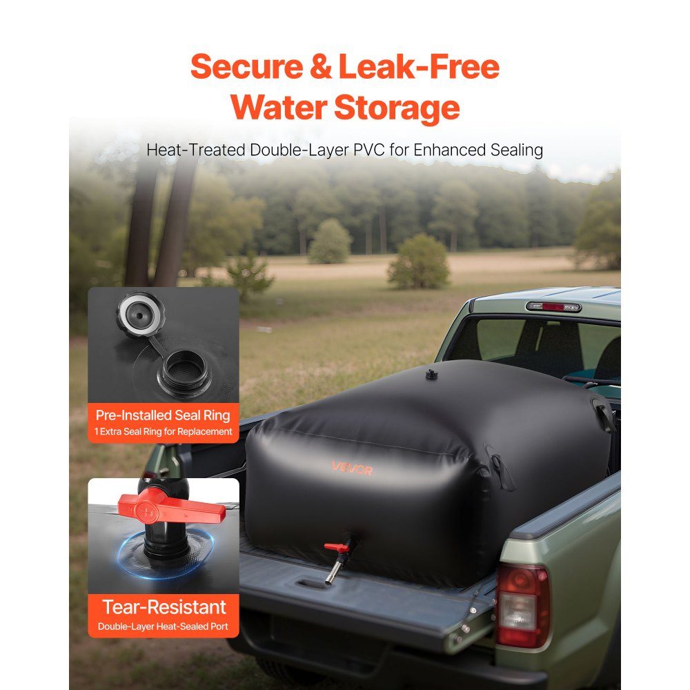 Vessie de stockage d'eau, sac d'eau 1000 L avec robinet, sac d'eau pliable et portable en PVC 1000D, stockage d'eau pour système d'irrigation, résistance à la sécheresse et aux catastrophes, noir