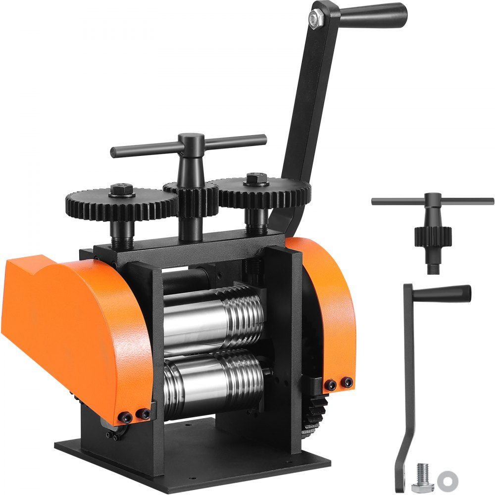 3 in 1 Handwalzwerk Maschine 45 mm Kombiwalzwerk, Handwalzwerk Schmuckwalzwerk einstellbare Dicke von 0 bis 6 mm, Handwalzwerk Maschine für Platin/K-Gold/Messing/Aluminium