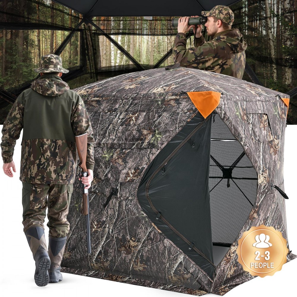 Hunting tent hunting hideout, 2-3 person portable camouflage tent, 270° transparent ground hideout, suitable for turkey and deer hunting, hunting shelter with carry bag, 148 x 148 x 170 cm Hunting tent hunting hideout, 2-3 person portable camouflage tent, 270° transparent ground hideout, suitable for turkey and deer hunting, hunting shelter with carry bag, 148 x 148 x 170 cm