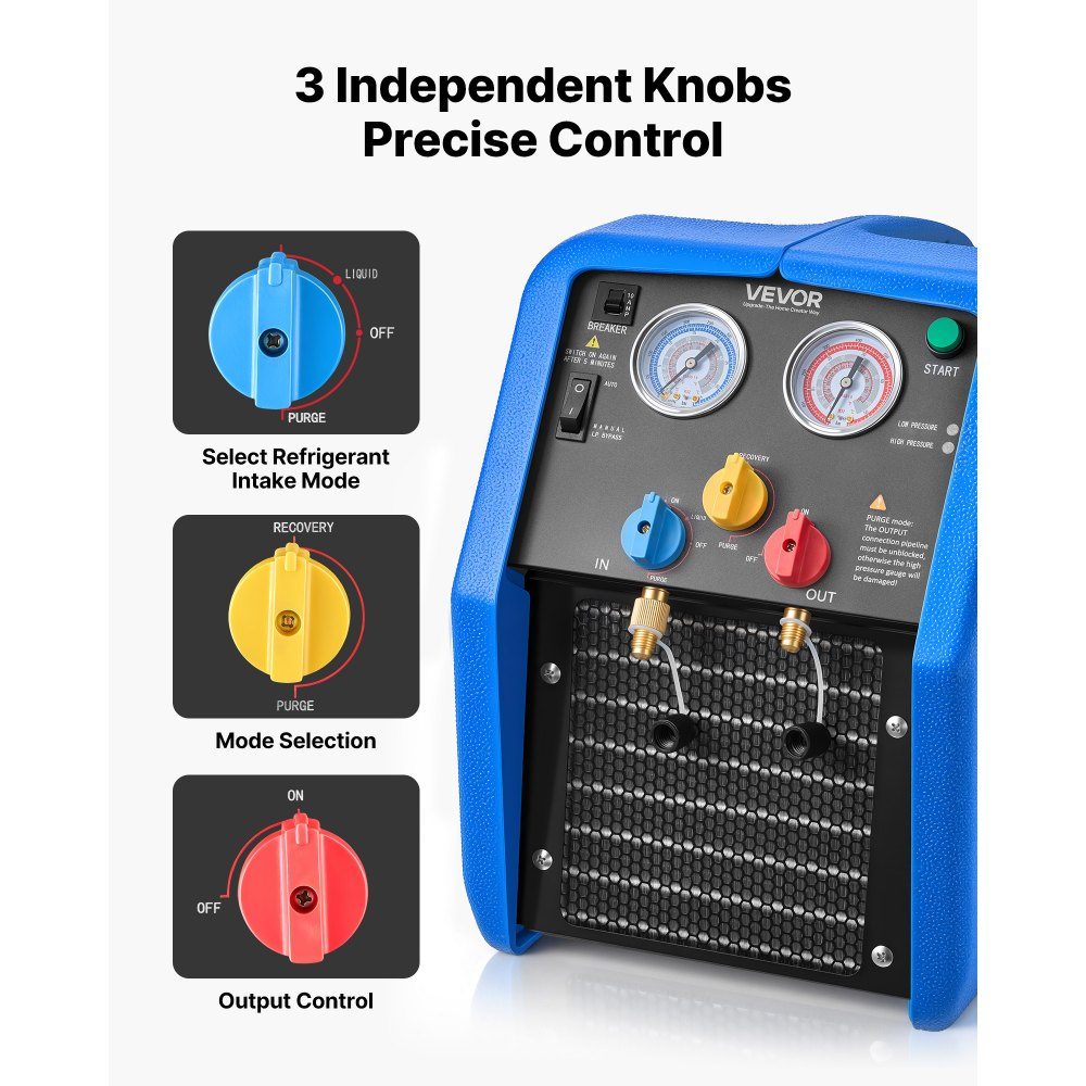 Refrigerant extraction device Portable refrigerant extraction station, 220V/50Hz 1450 rpm. 3/4 HP with single cylinder extraction system for refrigerants A1 and A2L, recovery device for vehicle and home air conditioning systems