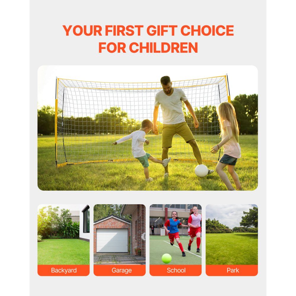 Portable Soccer Goal Soccer Goal Soccer Net 12x6ft Garden Large Practice Soccer Net Training Goal Set with Steel Fiberglass Structure All Weather Soccer Goals with Carry Bag Yellow
