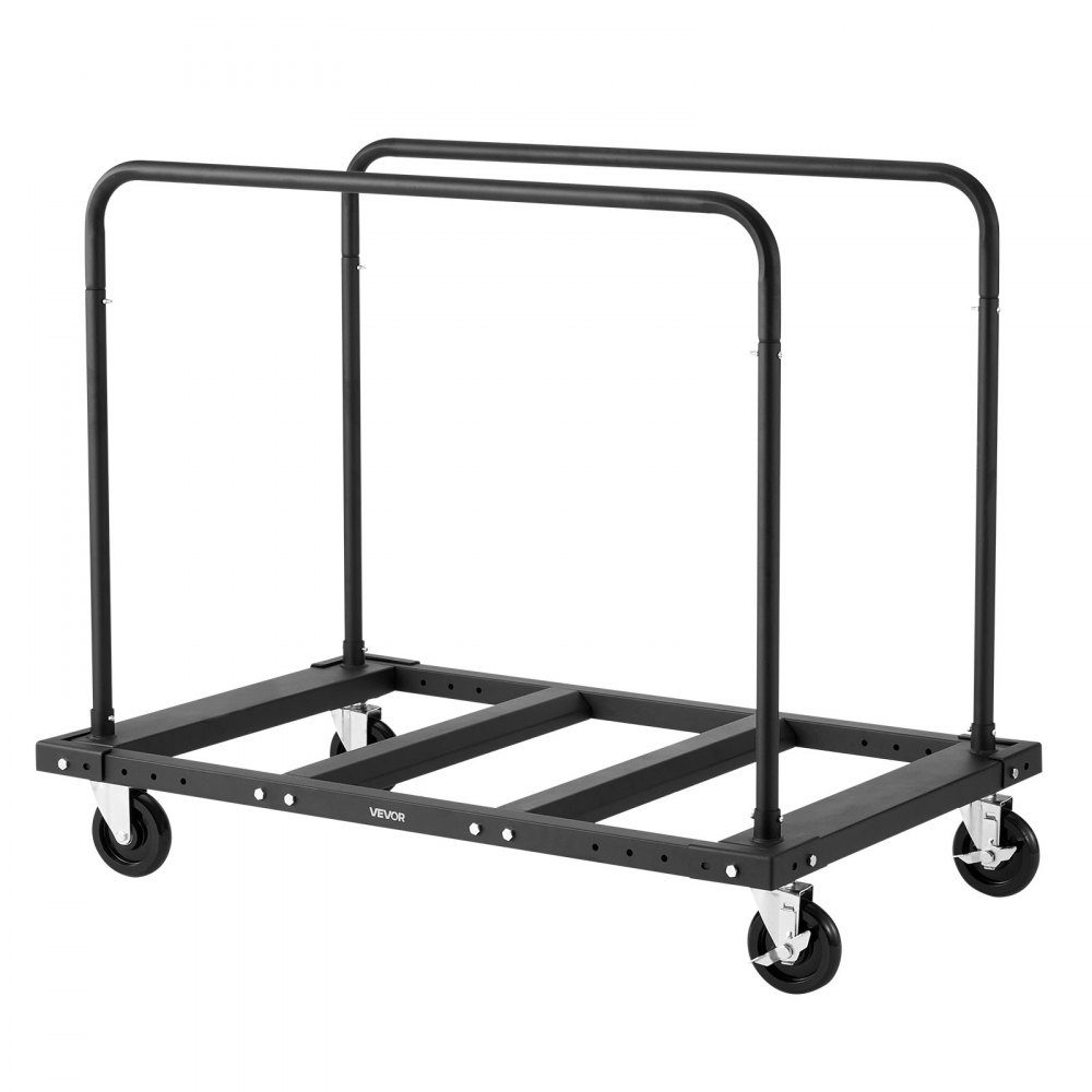 Tellerwagen 816 kg, Transportwagen mit 12,5 mm Lenkrollen, Tellerroller, Rohrwagen mit Zurrgurt & 2 seitlichen Handläufen, Transporthilfe für Fabrik, Lager, Garage, schwarz